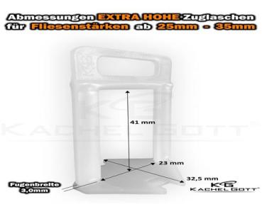 7500 EXTRA HOHE Zuglaschen 3,0mm - KACHEL GOTT® Fliesen Nivelliersystem