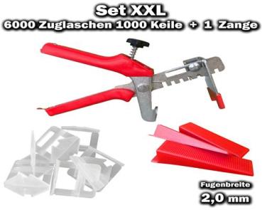 6000 Zuglaschen 2,0mm + 1000 Keile + 1 Zange - KACHEL GOTT® Fliesen Nivelliersystem
