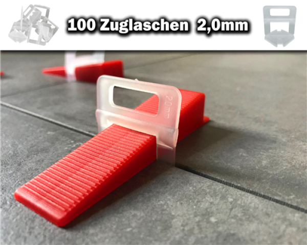 100 Zuglaschen 2,0mm - KACHEL GOTT® Fliesen Nivelliersystem