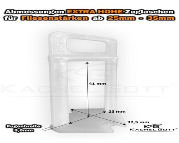 5000 EXTRA HOHE Zuglaschen 3,0mm - KACHEL GOTT® Fliesen Nivelliersystem