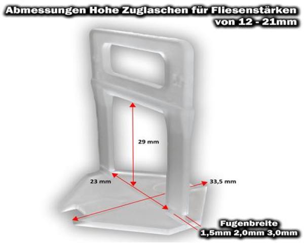 1000 HOHE Zuglaschen 2,0mm - KACHEL GOTT® Fliesen Nivelliersystem