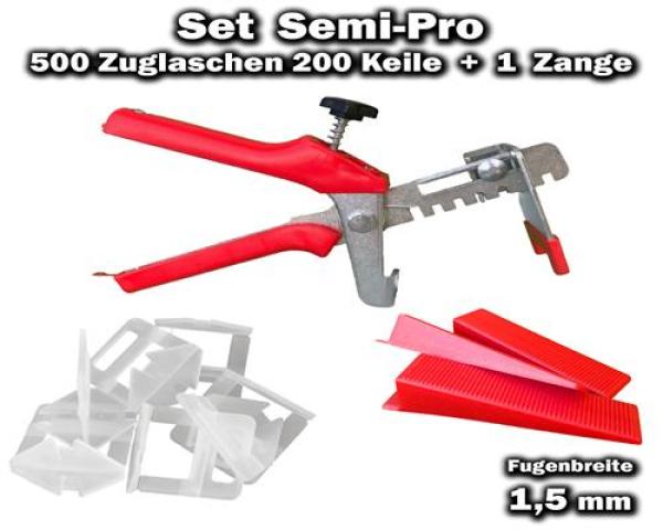 500 Zuglaschen 1,5mm + 200 Keile + 1 Zange - KACHEL GOTT® Fliesen Nivelliersystem
